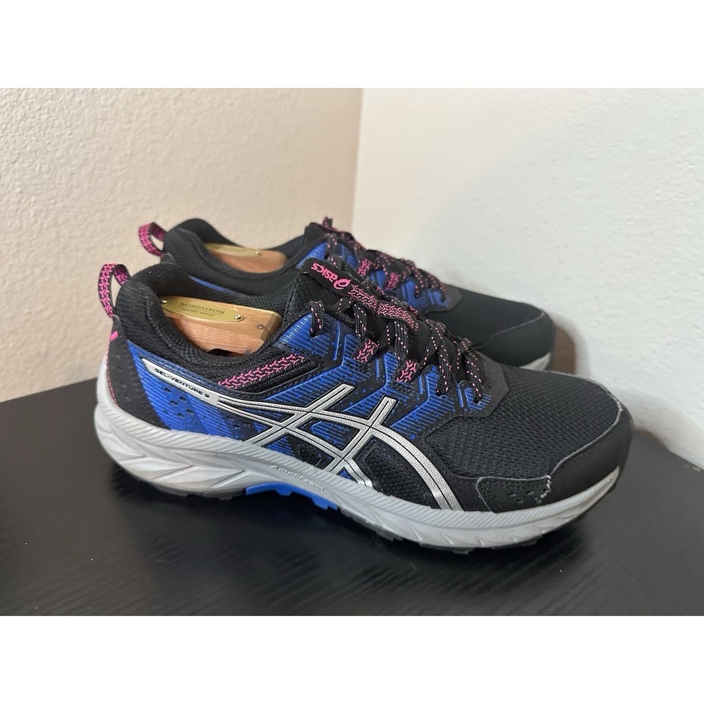 Women's‎  Size 9.5 - Asics Gel Venture 9 Black Blue Gray Running Shoes Sneakers